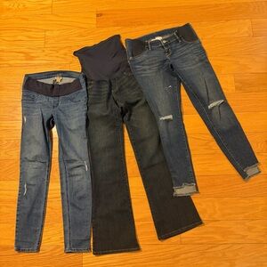 Maternity Jeans Trio – Dark Blue & Medium Blue Stretch Denim